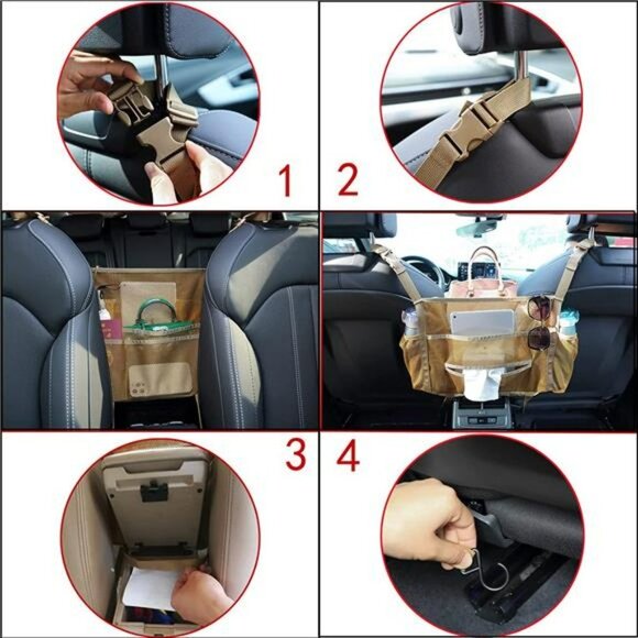 Car net Pocket Handbag Holder, Car Purse Holder, Car net Pocket (Black) - Picture 4 of 6